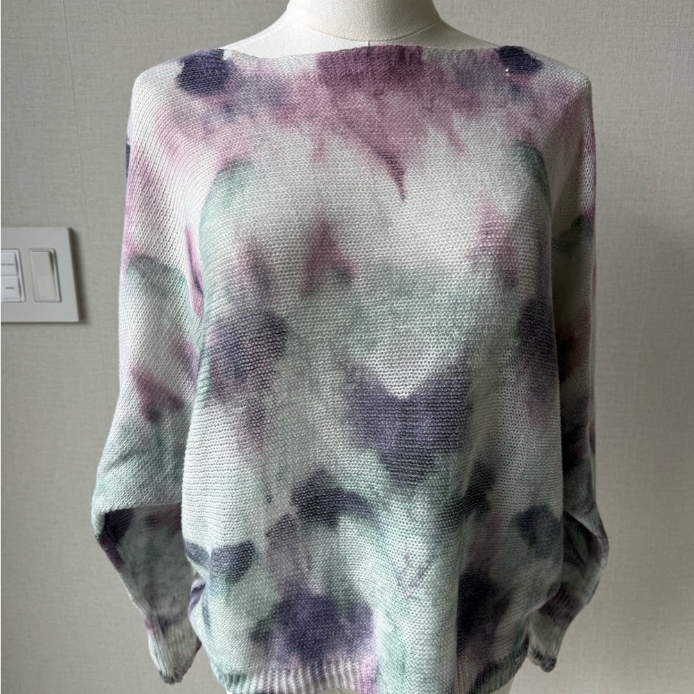 Anna Melani made in Italy Women’s Pastel Tie-Dye Knit Sweater - Purple & Mint